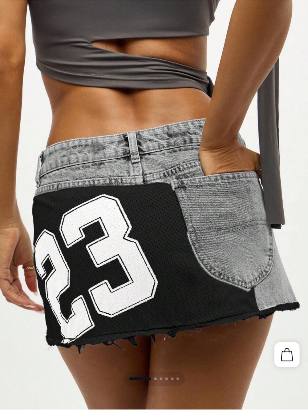 Missguided Two-Tone Black & Gray Mini Skirt with White '23 Jersey